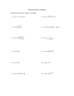 Derivative Review Worksheet