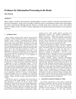 Evidence for Information Processing in the Brain - Philsci