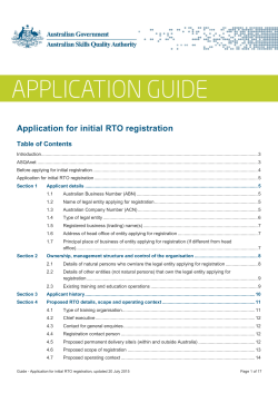 Application guide&mdash;Application for initial RTO registration