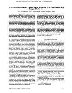 Immunohistologic Features Predict Clinical Behavior