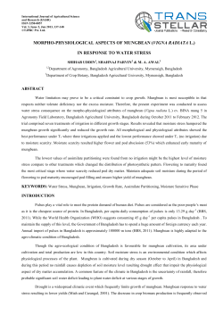 morpho-physiological aspects of mungbean (vigna radiata l.)
