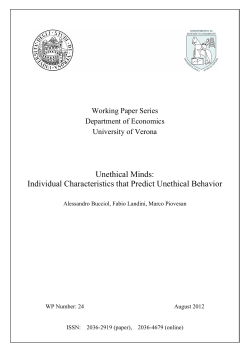 Individual Characteristics that Predict Unethical Behavior