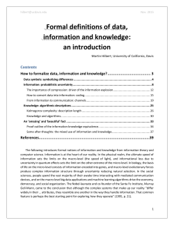 Formal definitions of data, information and knowledge