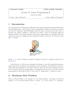 Lecture 14: Linear Programming II 1 Introduction 2 Maximum Flow