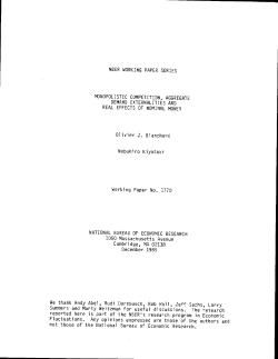 NBER WORKING PAPER SERIES MONOPOLISTIC COMPETITION