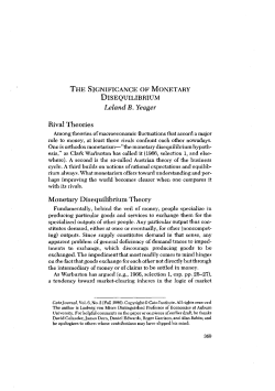 The Significance Of Monetary Disequilibrium