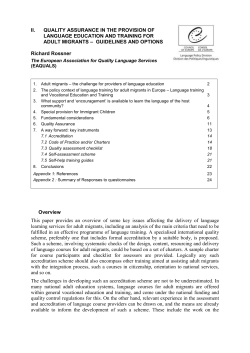 quality assurance in the provision of language