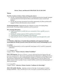 Library Theory and Research STRATEGIC PLAN 2013
