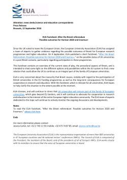 After the Brexit referendum - Possible outcomes for Horizon 2020