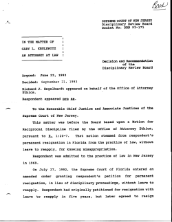 SUPREME COURT OF NEW JERSEY Disciplinary Review Board