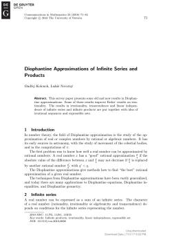 Diophantine Approximations of Infinite Series and