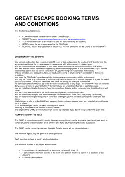 GREAT ESCAPE BOOKING TERMS AND CONDITIONS