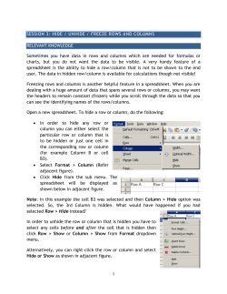 SESSION 3: HIDE / UNHIDE / FREEZE ROWS AND COLUMNS