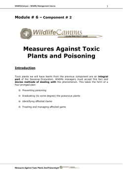 Measures against toxic plants and poisoning