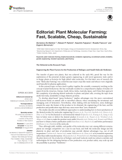 Editorial: Plant Molecular Farming: Fast, Scalable, Cheap
