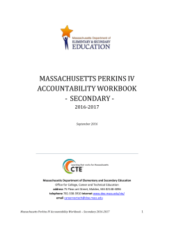 MA Perkins IV Accountability Workbook Secondary 2016-2017