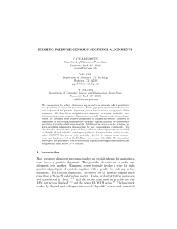 SCORING PAIRWISE GENOMIC SEQUENCE ALIGNMENTS 1