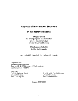 Aspects of Information Structure in Richtersveld Nama