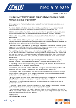 Productivity Commission report show insecure work remains a major
