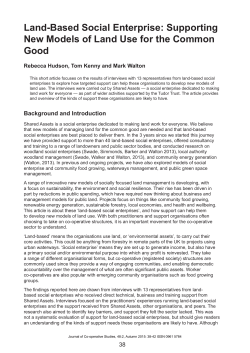 Land-Based Social Enterprise: Supporting New Models of Land Use