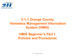 HMIS Beginner*s Part I: Policies and Procedures
