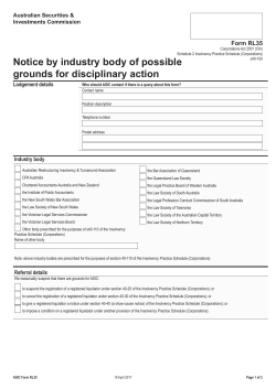 Notice by industry body of possible grounds for disciplinary action