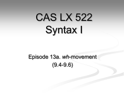 GRS LX 700 Language Acquisition and Linguistic Theory