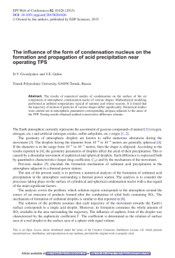 The influence of the form of condensation nucleus on the formation
