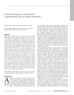 Community Ecology of Algal Biofuels: Complementarity and Trait