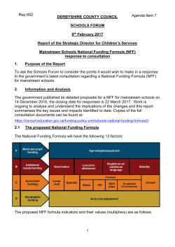 Mainstream schools` national funding formula
