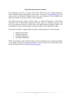 EasyChair Instructions for Authors The submission and review of