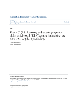 Learning and teaching cognitive skills - Research Online