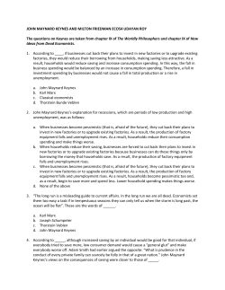 JOHN MAYNARD KEYNES AND MILTON FRIEDMAN ECO54