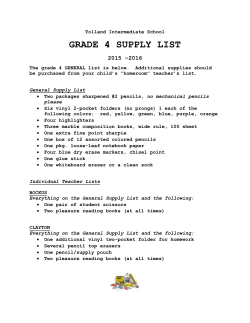 grade 4 supply list 2015 - Tolland Intermediate School