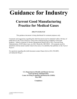 Current Good Manufacturing Practice for Medical Gases