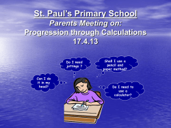 Parents Maths Evening - St Paul`s Catholic Primary School