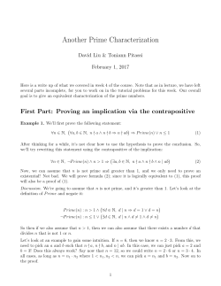 Another Prime Characterization - Department of Computer Science