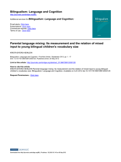 Bilingualism: Language and Cognition Parental language mixing: Its