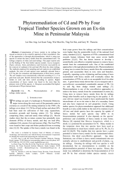 Phytoremediation of Cd and Pb by Four Tropical Timber Species