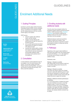 Enrolment Additional Needs Guidelines