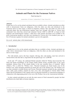 Animals and Plants for the Formosan Natives