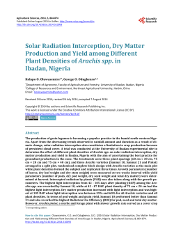 Solar Radiation Interception, Dry Matter Production and Yield