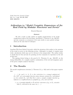 Addendum to &ldquo;Model Complete Expansions of the Real Field by