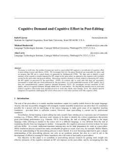 Cognitive Demand and Cognitive Effort in Post-Editing