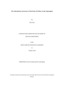 The information structure of the book of Esther in the Septuagint by