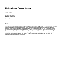 Modality Based Cognition: - LDT