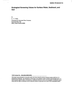 Ecological Screening Values for Surface Water, Sediment, and Soil