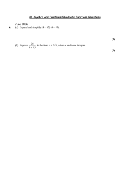 Algebra and Functions/Quadratic Functions Questions