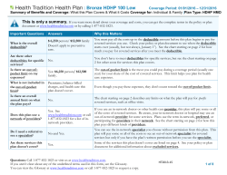 Bronze HDHP 100 Low - Health Tradition Health Plan