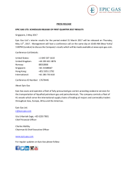 PRESS RELEASE EPIC GAS LTD. SCHEDULES RELEASE OF